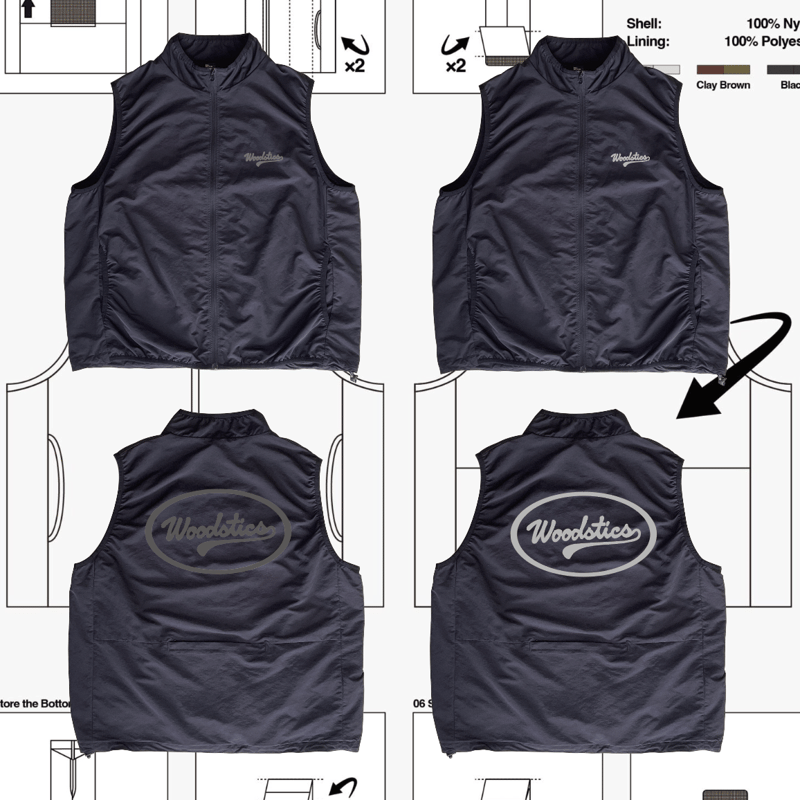 トップス STONE  NYLON VEST OVAL Ripstop Nylon Vest | Woodstics