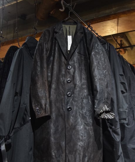 WILDFRÄULEIN "Black molskin fathers hunting coat" Red purple line.