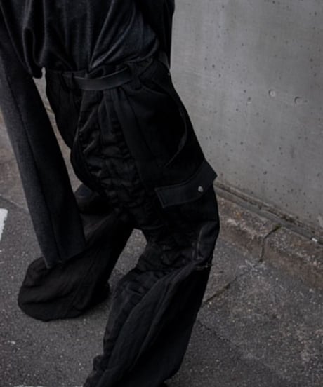 NL "Double zip high waist tech pants" Black nylon.
