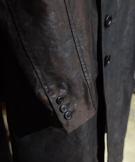 WILDFRÄULEIN "Black molskin fathers hunting coat" Red purple line.