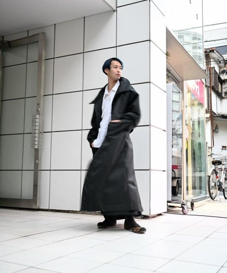 WILDFRÄULEIN "Dash coat" Black PU & Grey melton.