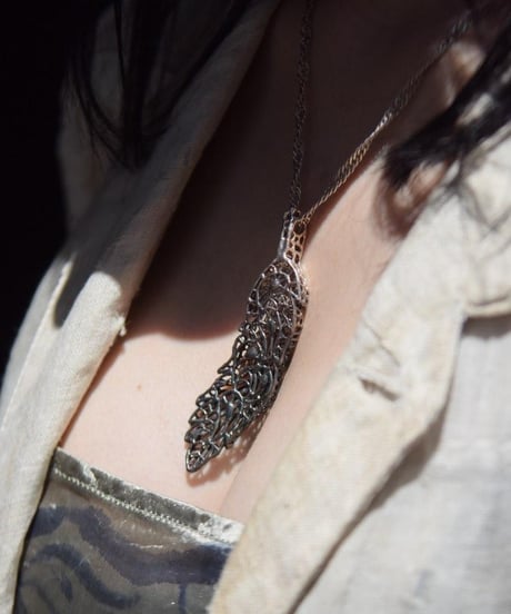 Ferric "Feather silver necklace"