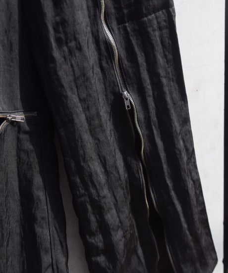 NL "Double zip high waist tech pants" Black nylon.