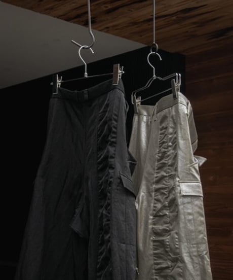 NL "Double zip high waist tech pants" Black nylon.