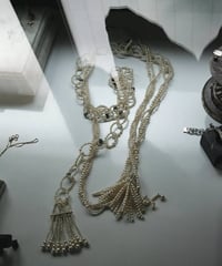 WILDFRÄULEIN "Imitation pearl × beads silver999 necklace" Chain knitting.