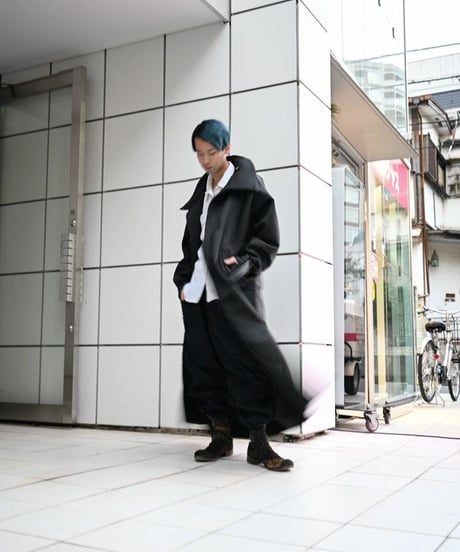 WILDFRÄULEIN "Dash coat" Black PU & Grey melton.
