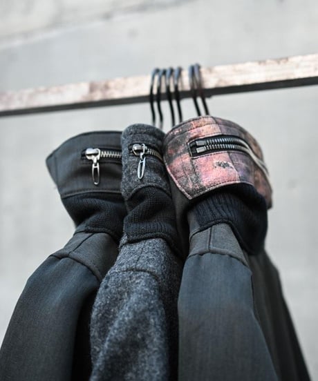 WILDFRÄULEIN "Dash coat" Black PU & Grey melton.