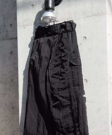 NL "Double zip high waist tech pants" Black nylon.