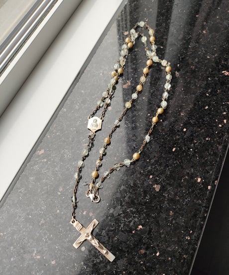 Subtle "Jesus christ" Beige glass skeleton glass.