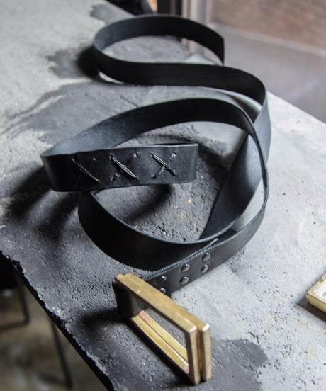 ferric "W ring leather belt" hand stitched ☓.