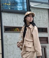 Hankes "Orangebeige denim short coverall"