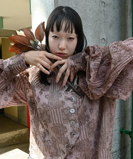 WILDFRÄULEIN "Chiffon gauze victorian blouse" Pink dry flower.