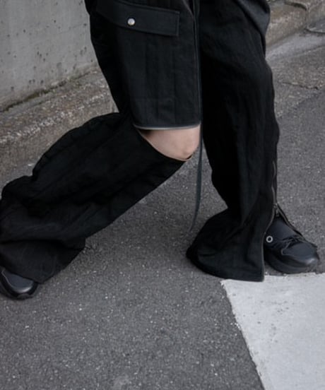 NL "Double zip high waist tech pants" Black nylon.
