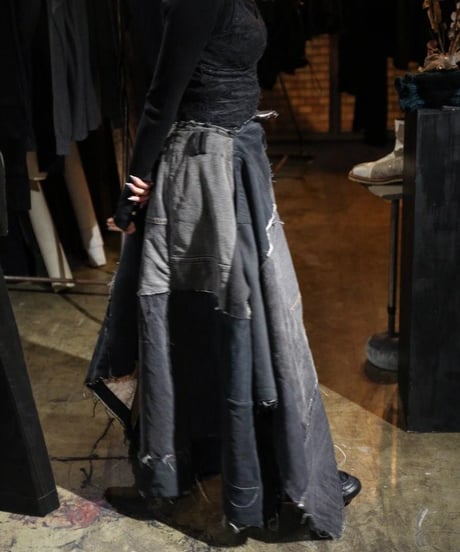 Hankes "Denim switching skirt" vintage denim.
