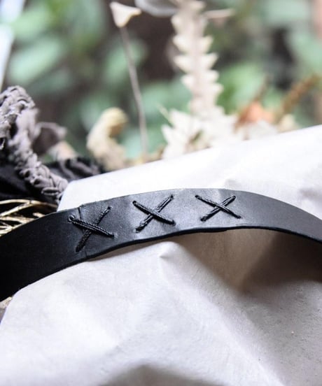 ferric "W ring leather belt" hand stitched ☓.