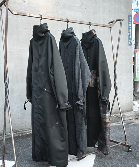 WILDFRÄULEIN "Dash coat" Black PU & Grey melton.
