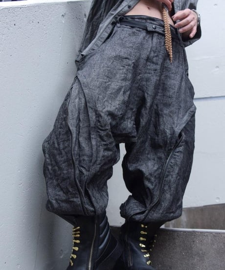 WILDFRÄULEIN "Blackchambray linen sarouel wide pants"