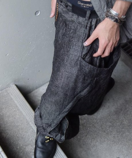 WILDFRÄULEIN "Blackchambray linen sarouel wide pants"