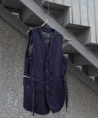 WILDFRÄULEIN "Purple lines gilet" Japanese indigo wool.