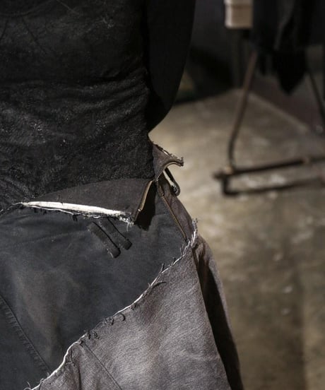 Hankes "Denim switching skirt" vintage denim.