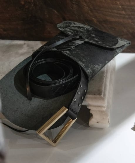 ferric "W ring leather belt" hand stitched ☓.