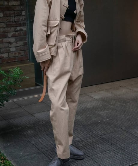 Hankes "Acid tuch high waist pants" Orangebeige denim ver.