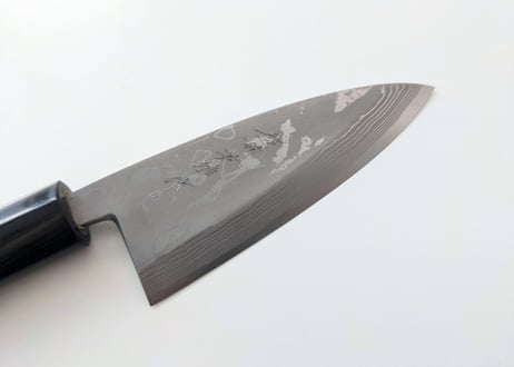 C0508 | 白紙積層 | 出刃4寸 | 紫檀しのぎ柄