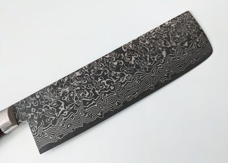 D0401 | VG10ダマスカス | 菜切鍔付 | 赤黒合板