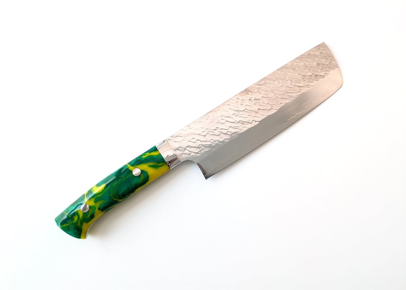 QH0334 | SPG STRIX | 鍔付菜切 | アクリル柄 (グリーン＆イエロー) |