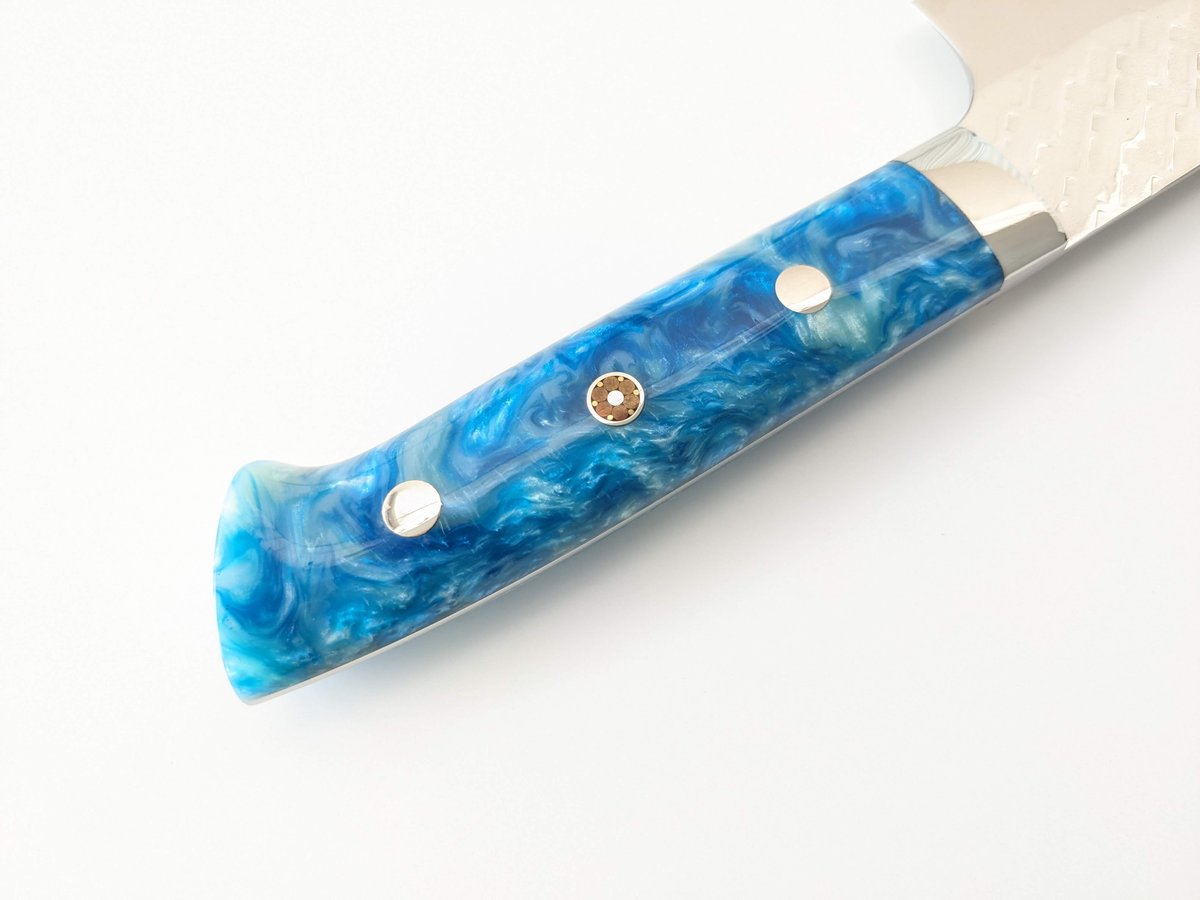 QH0335 | SPG STRIX | 鍔付牛刀210 | アクリル柄 (ブルー) | タケ