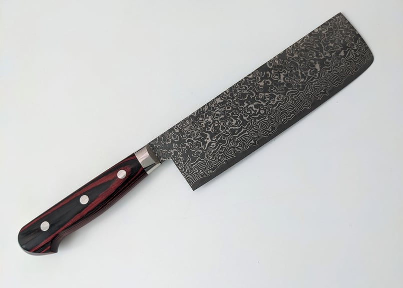 D0401 | VG10ダマスカス | 菜切鍔付 | 赤黒合板 | タケフナイフ D0401 | VG10ダマスカス | 菜切鍔付 | 赤黒合板 | タケフナイフ