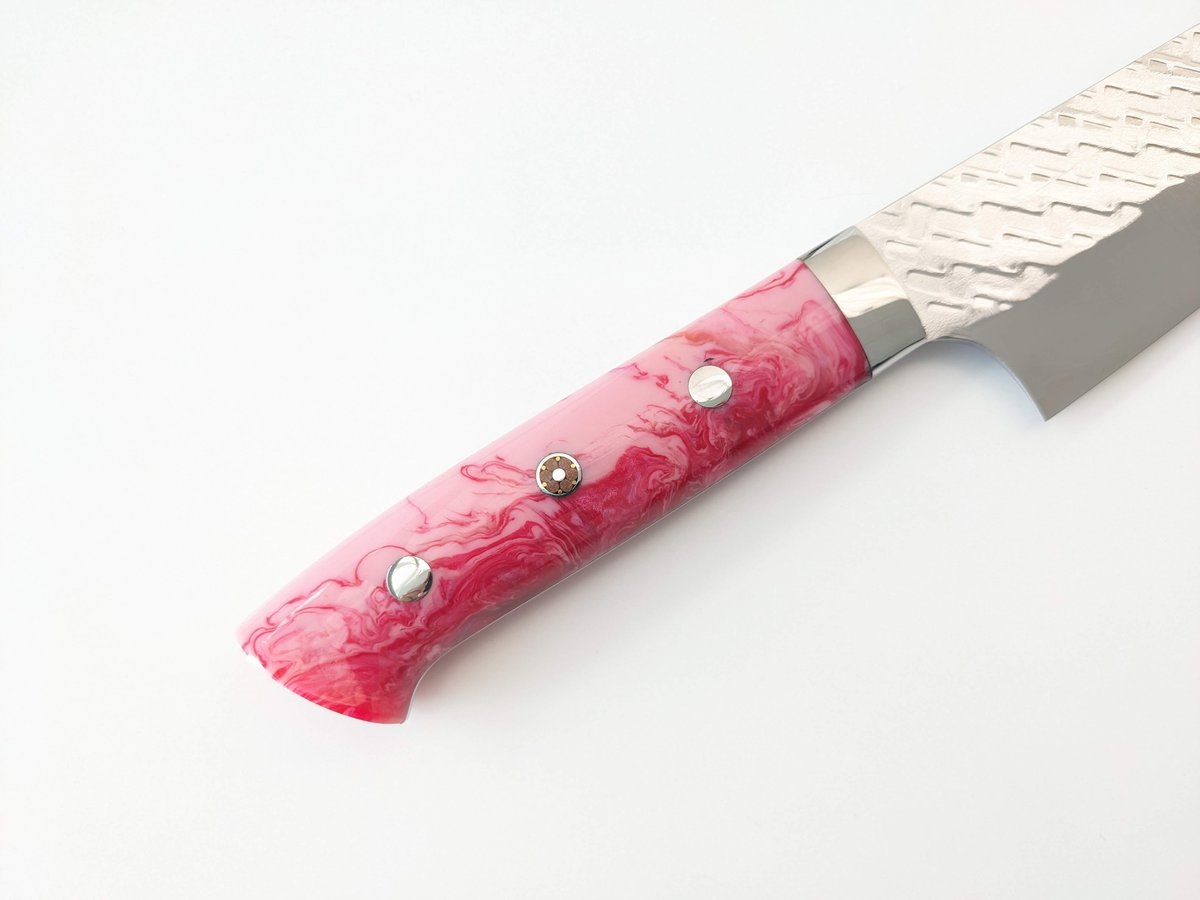 QH0335 | SPG STRIX | 鍔付牛刀210 | アクリル柄 (ピンク) | タケ