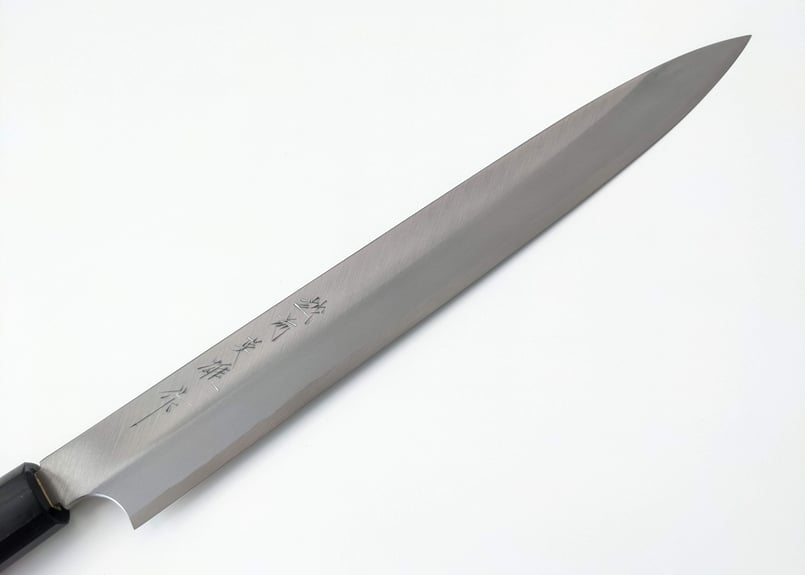剣型　切付柳刃包丁 銀巻　黒檀　八角柄　knife 柳刃包丁 尺一 本焼 水牛銀巻黒檀八角柄 黒檀鞘付 【O152】 | 英