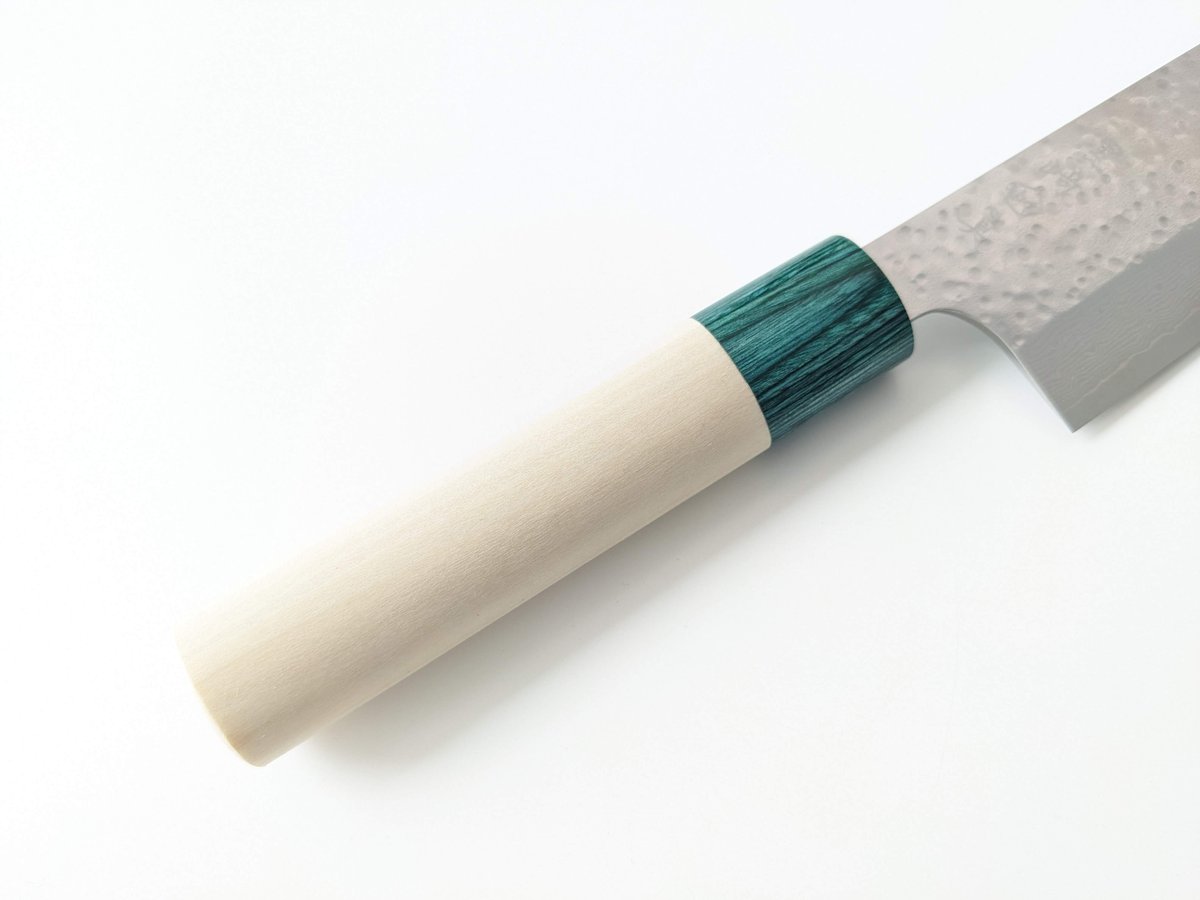 QK0006 | VG7積層 | 小三徳 | 朴木丸柄 (緑) | タケフナイフ