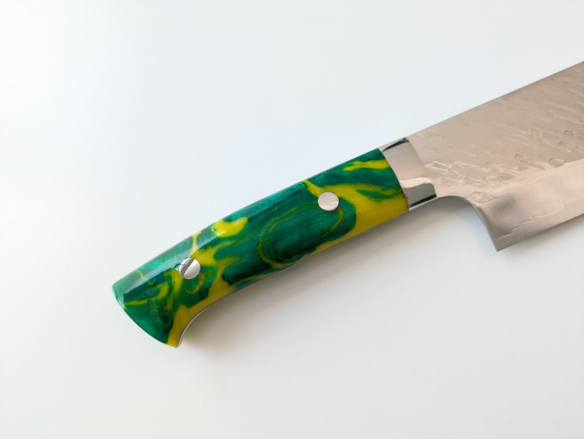 QH0334 | SPG STRIX | 鍔付菜切 | アクリル柄 (グリーン＆イエロー) |