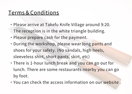 Reservation | Making SANTOKU knife | 1 person | 35,000yen (deposit 5,000yen)