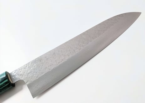 QK0010 | VG7積層 |  牛刀鎚目210 | 朴木丸柄 (緑)