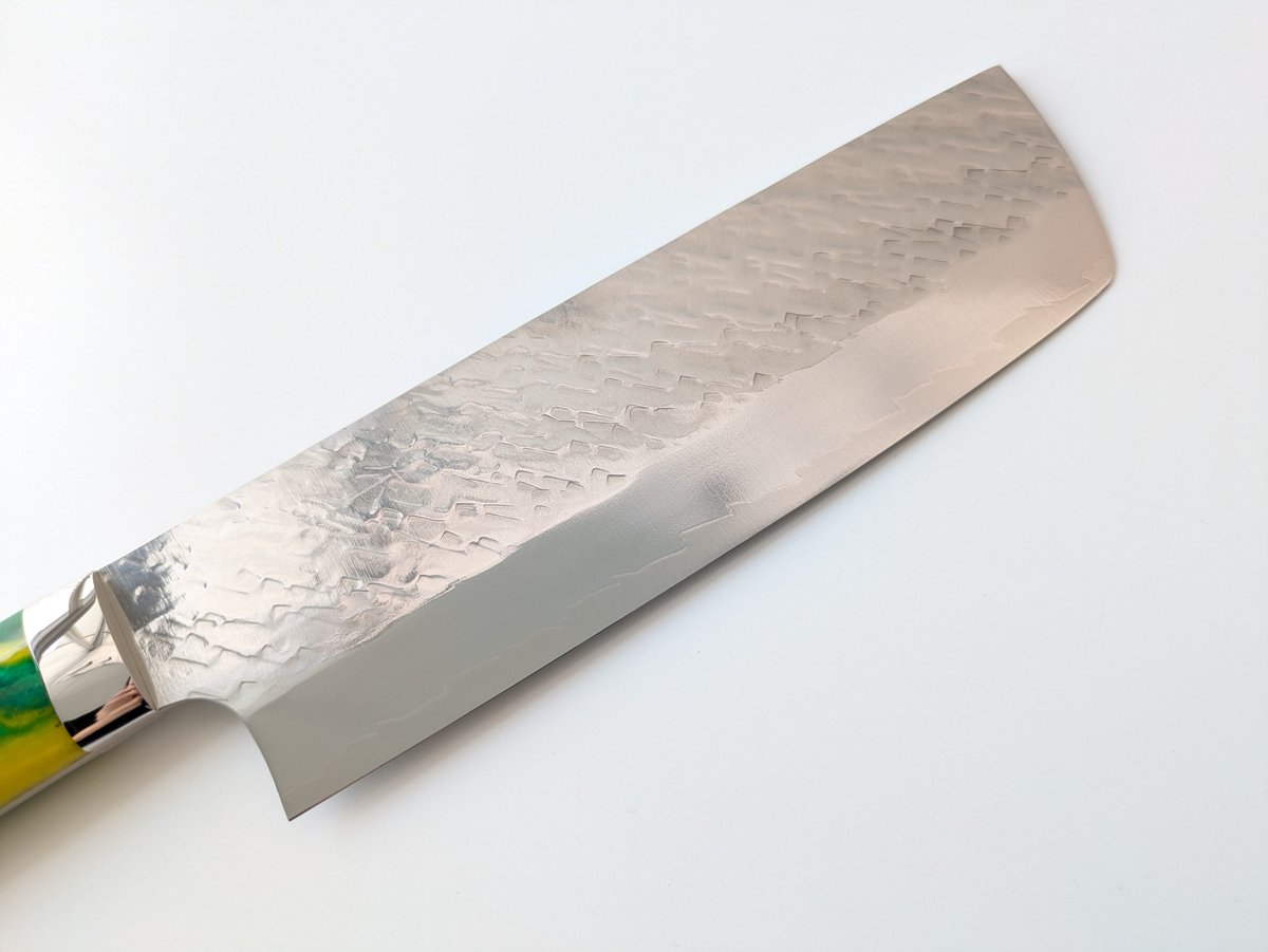 QH0334 | SPG STRIX | 鍔付菜切 | アクリル柄 (グリーン＆イエロー) |