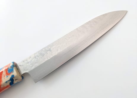QK0025  | VG7積層 | 鎚目ペティ135㎜ | オレンジ青マーブル柄