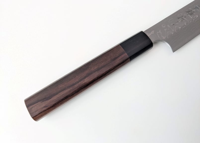 9908 切付柳刃包丁 尺 刺身包丁 刃は究極の切れ味 黒檀黒水牛白三本巻八角柄 9908 切付柳刃包丁 尺 刺身包丁 刃は究極の切れ味 黒檀黒