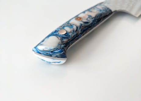 QH0334 | SPG STRIX | 鍔付菜切 | アクリル柄 (ホワイト＆ブルー)
