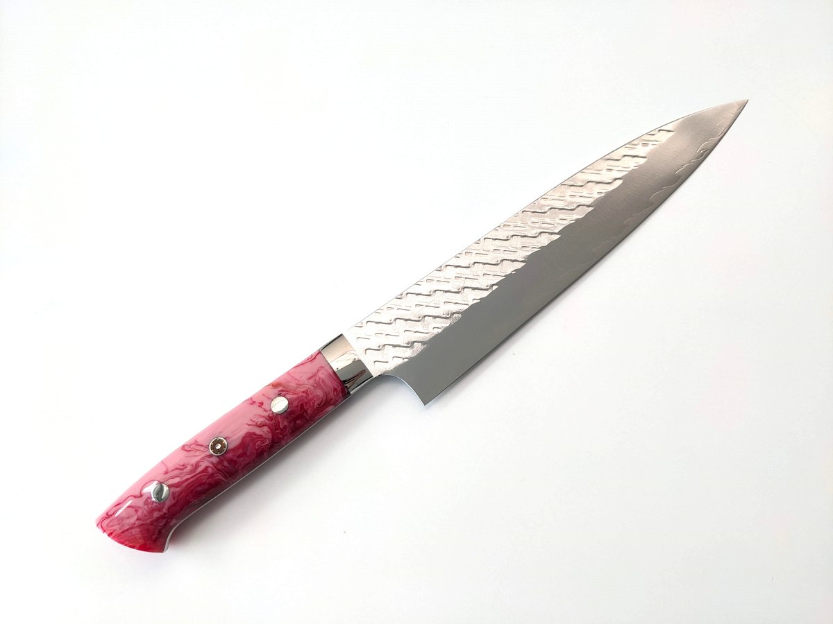 QH0335 | SPG STRIX | 鍔付牛刀210 | アクリル柄 (ピンク) | タケ