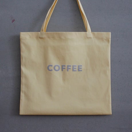 cafe shimaのオリジナルのカバン　　黄色生地　×   グレーロゴ文字