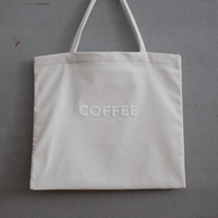 cafe shimaのオリジナルのカバン　白コーディロイ太畝生地　×  白ロゴ文字