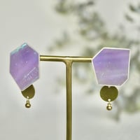 ガラスと真鍮パーツの耳にぴったりするイヤリング　 Glass and Brass Clip-on earrings