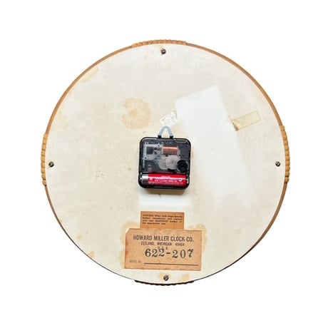 Vintage Howard Miller Rattan Round Wall Clock George Nelson Design
