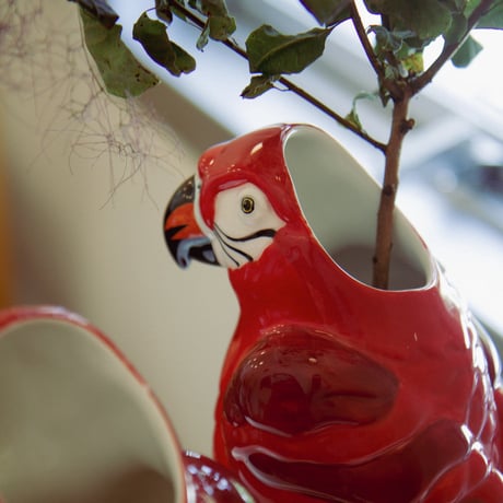 Ceramic parrot flower vase