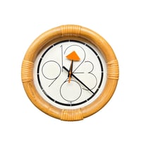 Vintage Howard Miller Rattan Round Wall Clock George Nelson Design