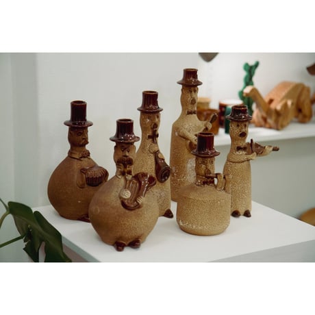 Vintage musician pottery vase set
