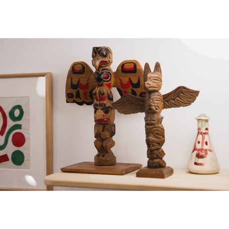 Hand carved totem pole